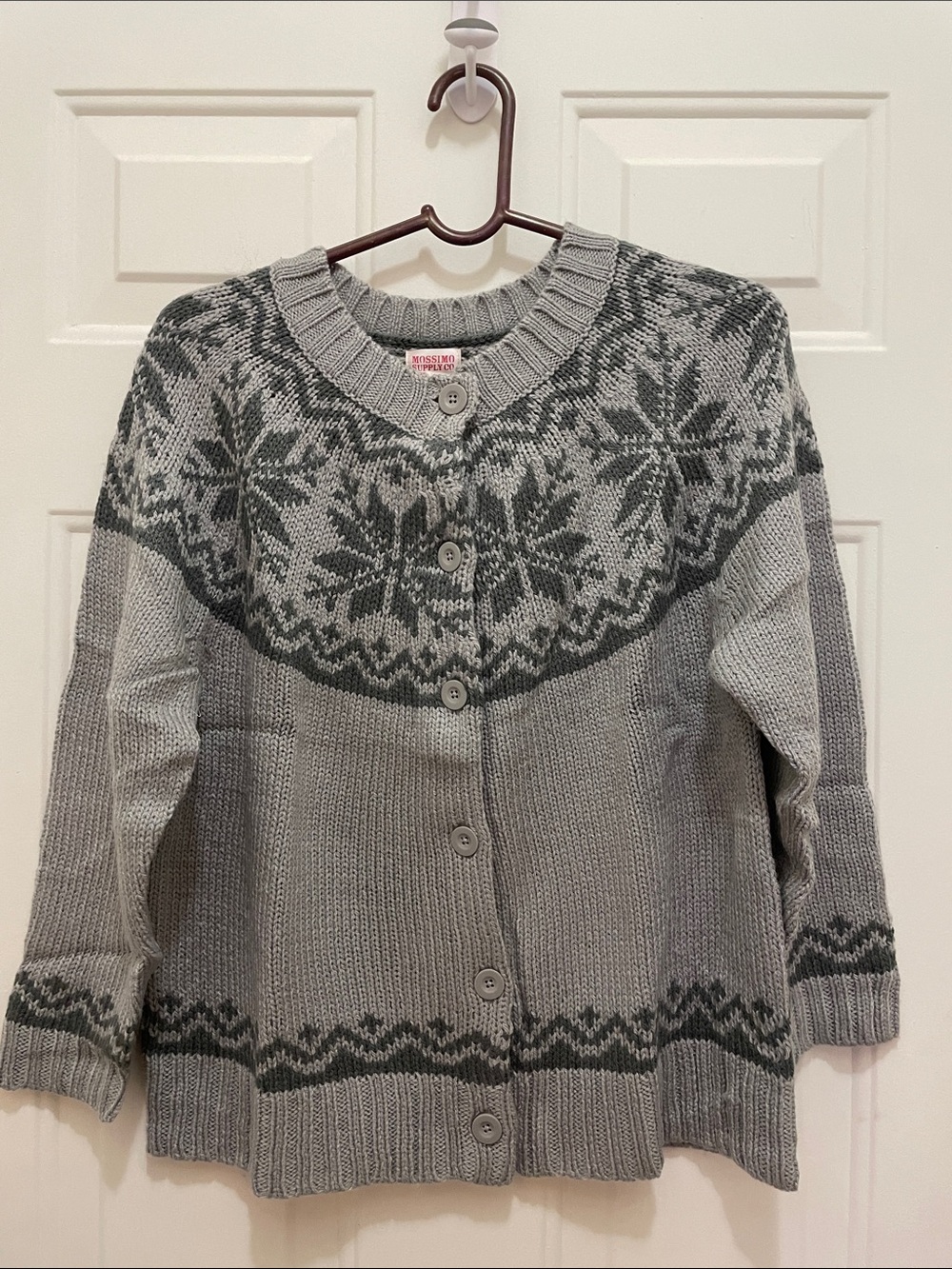 Mossimo Supply Co. Women’s XXL Light Gray and Dark Gray Nordic Button Cardigan